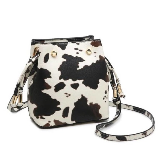 Jen & Co Handbags - Cow Print Mini Bucket Bag